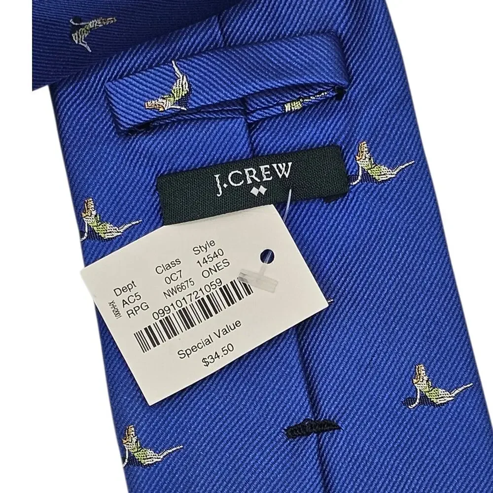 J. Crew Factory NWT Blue Silk Mermaid Preppy CoastalTie